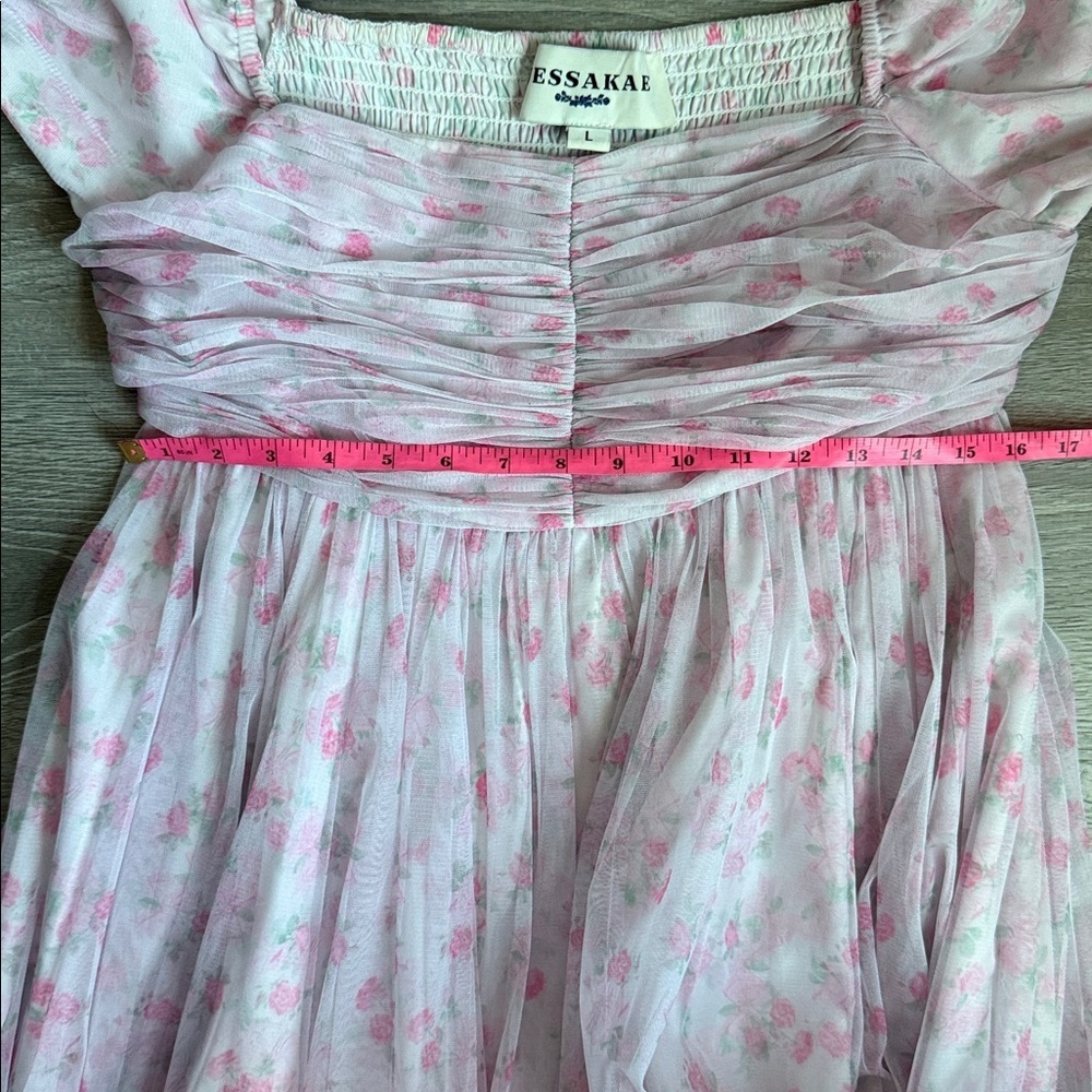 JESSAKAE Promenade Puff Sleeve Floral Print Maxi Dress, Pink And White Large - Picture 12 of 13